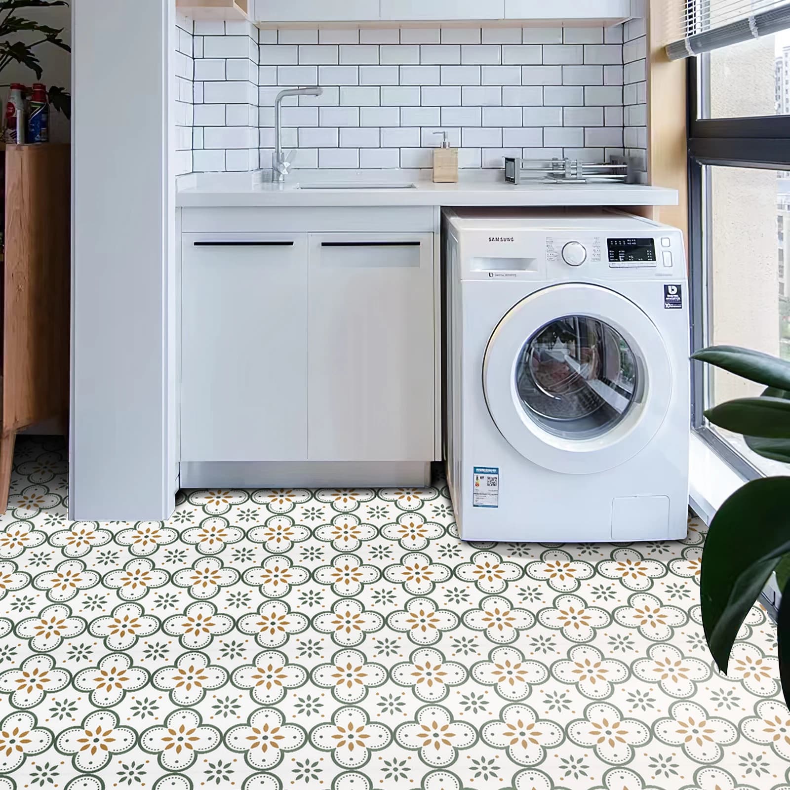 Vinyl Waterproof Tile Sticker, Stick on Tiles Transfer for Bathroom Kitchen, Floor,Splashback for Cooker,Peel and Stick Adhesive