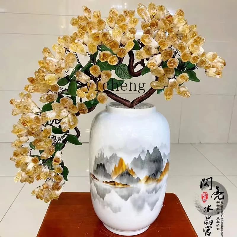 bj-11 natural citrine ornament living room entrance decoration lucky amethyst fortune tree
