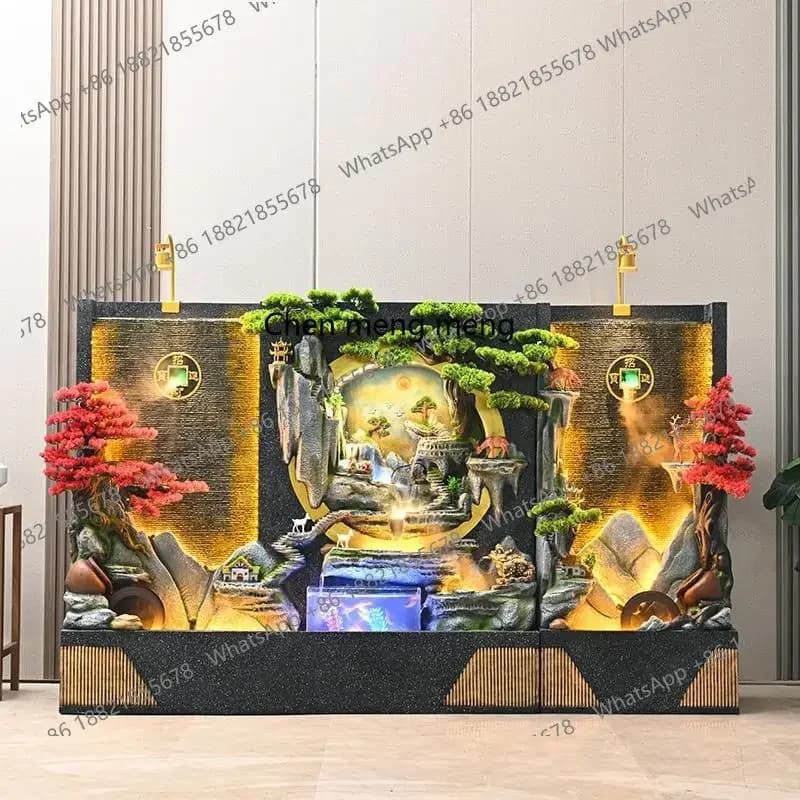 Water curtain wall flowing water ornament office hotel living room courtyard fountain large entrance decoration landscaping