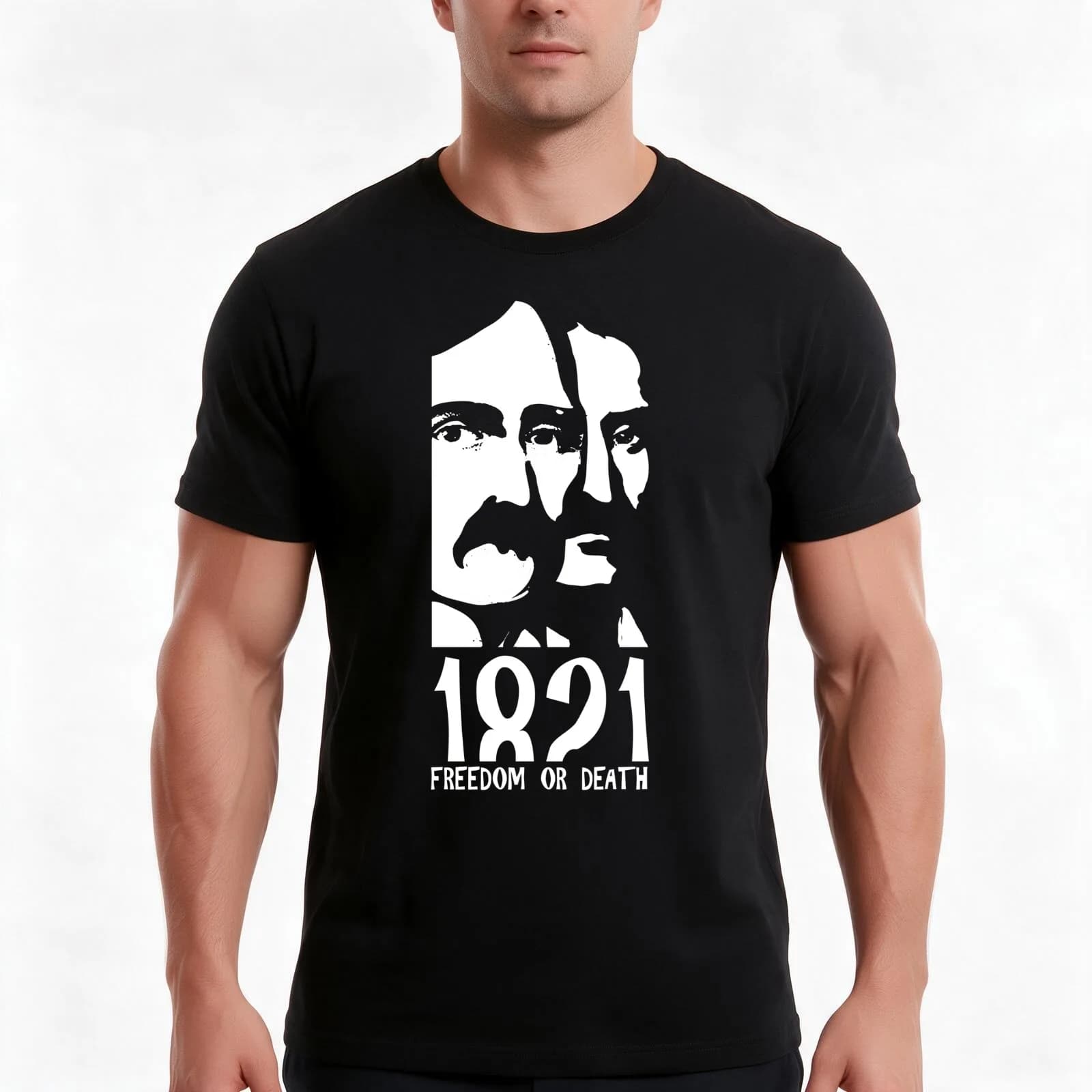 1821 FREEDOM OR DEATH T-Shirt, Summer Casual Cotton Tee, Oversized Streetwear Tops, Vintage Graphic Print, Unisex Men Women