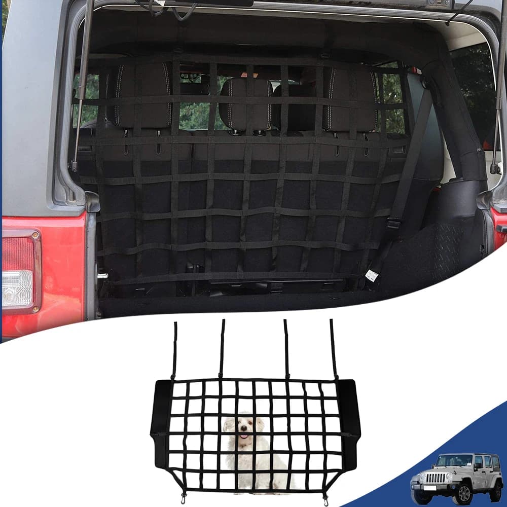 Car Rear Seat Trunk Isolation Pet Net Dog Barrier Protection Divider Safety Mesh for Jeep Wrangler JK JL 2007-2023 Accessories