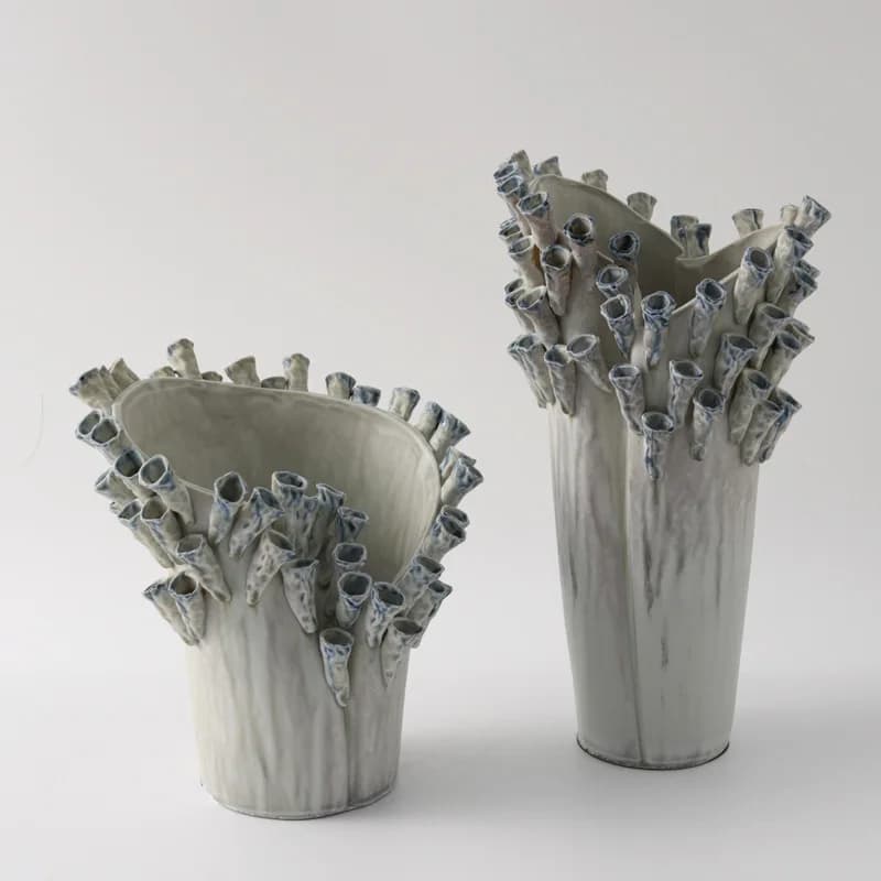 Minimalist style three-dimensional relief floral large ceramic vase flower arrangement ornament