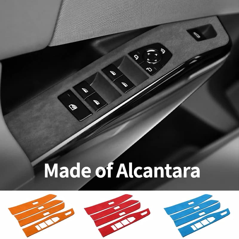 For BMW X3 G45 G48 Door Window Lifting Switch Panel Frame Trim Sticker Performance Made of Alcantara Car Interior Accessories