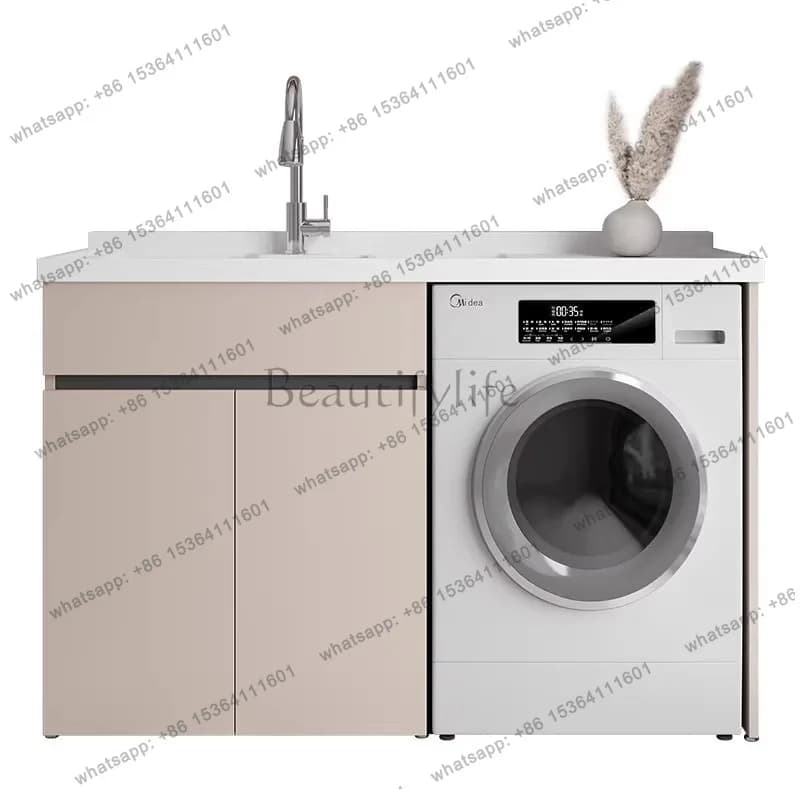 Aluminum Balcony Washing Machine Cabinet Modern Convenient Hand Wash Station Waterproof Cabinet Bathroom