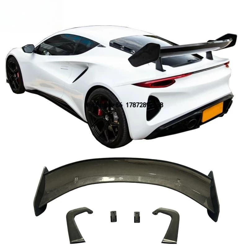 High Quality GT Style Dry Carbon Fiber Rear Wing Spoiler Exterior Trim for  Lotus Emira Rear Trunk Wing
