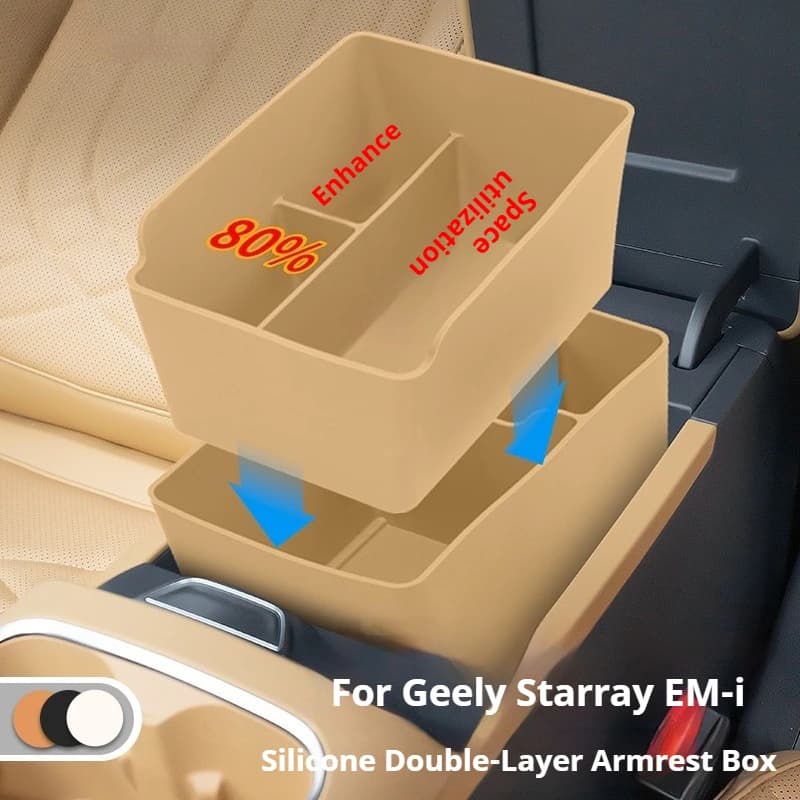 For Geely EX5 EM-i Starray EM-i Car Armrest Box Storage Box Silicone Central Control Double-layer Storage Box Car Accessories