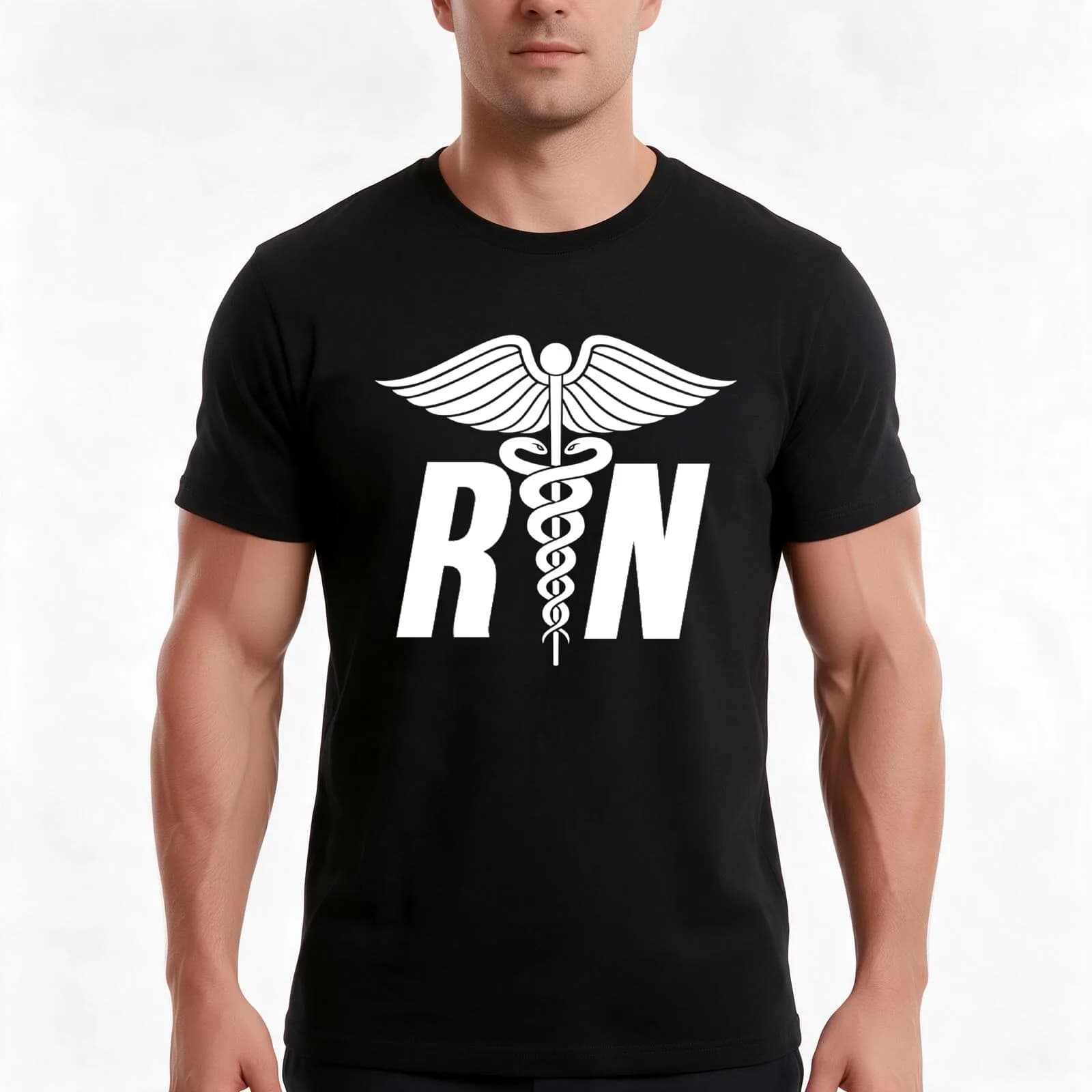 Registered Nurse Symbol T-Shirt, Summer Casual Cotton Tee, Oversized Streetwear Tops, Vintage Graphic Print, Unisex Men Women