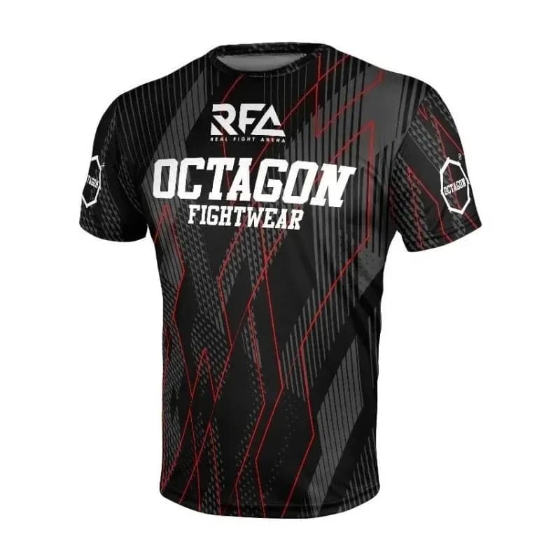 Summer Fans Octagonal X RFA Fightwear Men's 3D Printed Breathable Speed Drying Motorcycle Sports Fitness Short Sleeve T-shirt