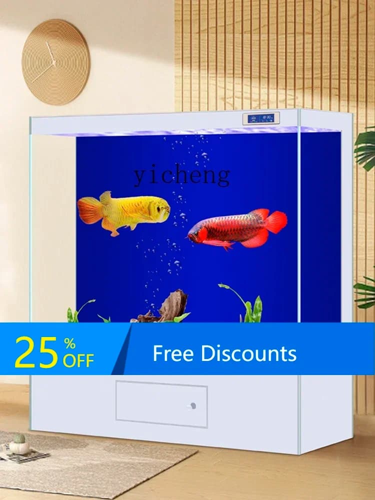 LYY Super White Fish Tank Customized Living Room Home Fish Tank Intelligent Ecological Floor Aquarium