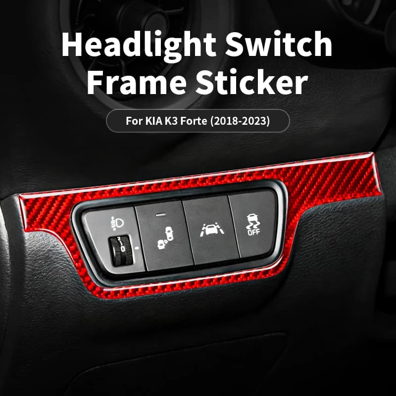 For KIA K3 Forte (2018-2023) Carbon Fiber Fog Light Switch Panel Trim Sticker - Anti-Scratch Car Interior Tuning Accessories