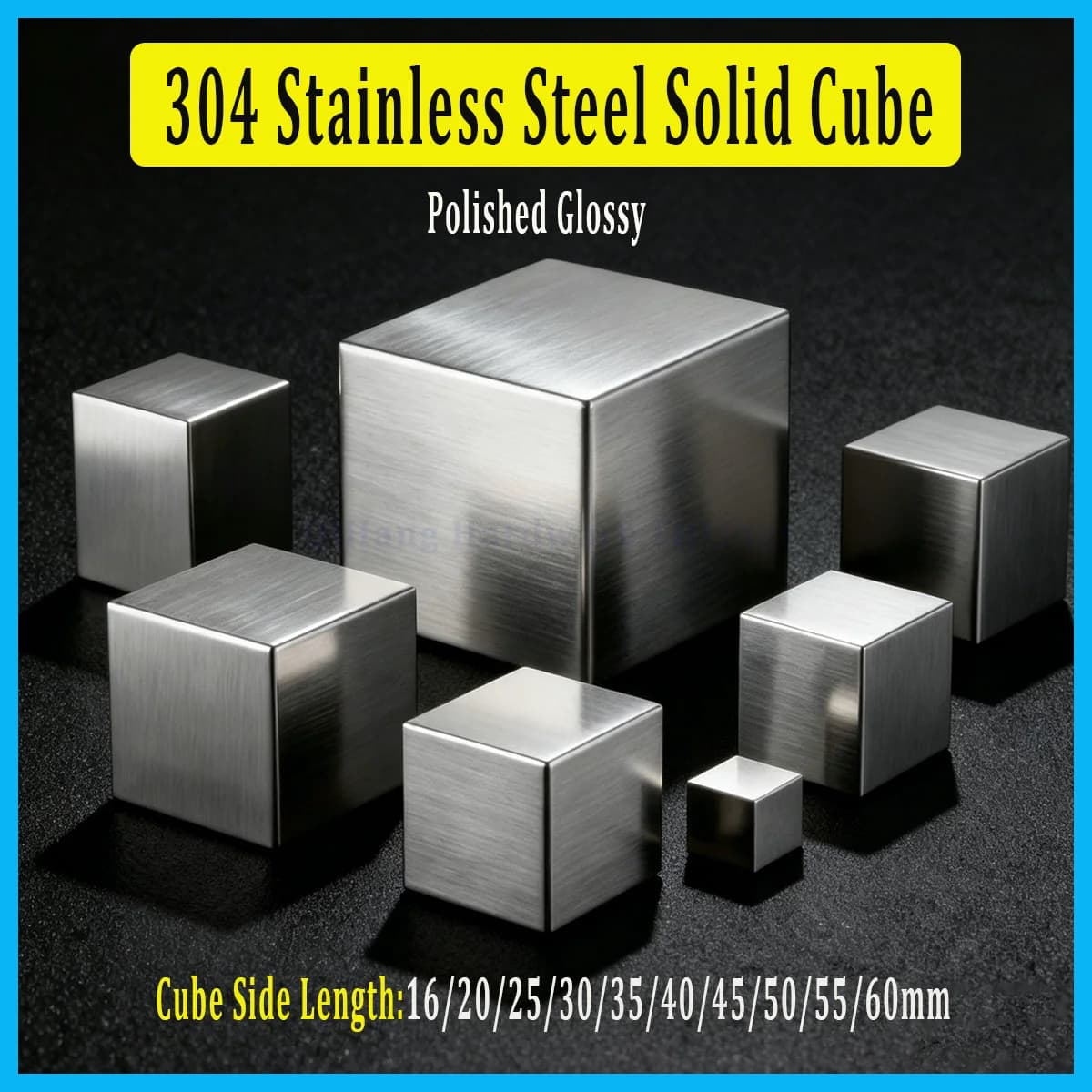 304 Stainless Steel Solid Cube, Polished Glossy Metal Block, DIY Handmade Craft Accessories Mechanical Spare Parts