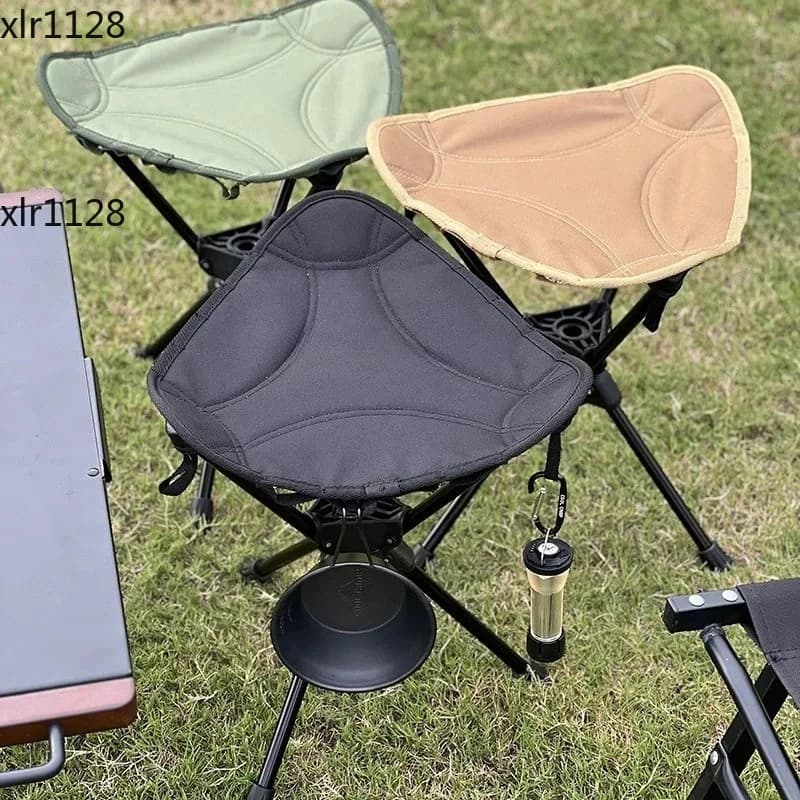 Lightweight Aluminum Alloy Triangular Folding Stool Portable Rotating Chair for Camping Hiking Picnic