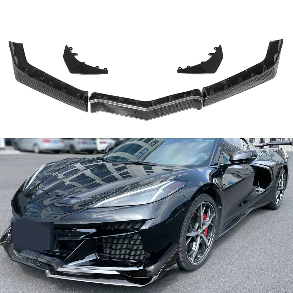 DRY Carbon Fiber Front Bumper Lip Front Canards Upgrade for Chevrolet Corvette C8 Z06 Coupe 2-Door 2023 Front Lip