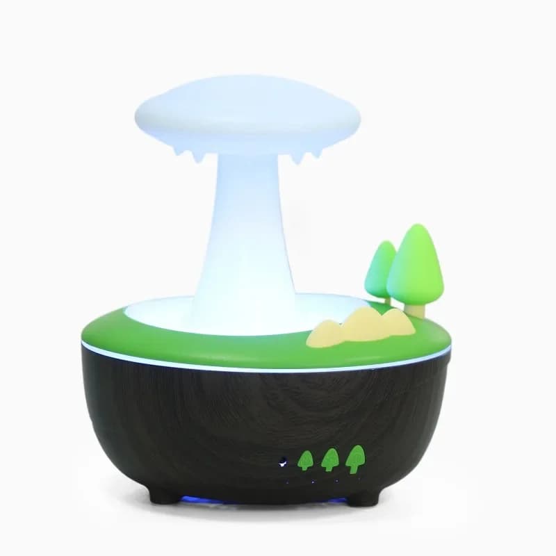 Rain humidifier, colorful lights, ultrasonic atomization, imitation raindrop humidification, forest mushroom fragrance machine