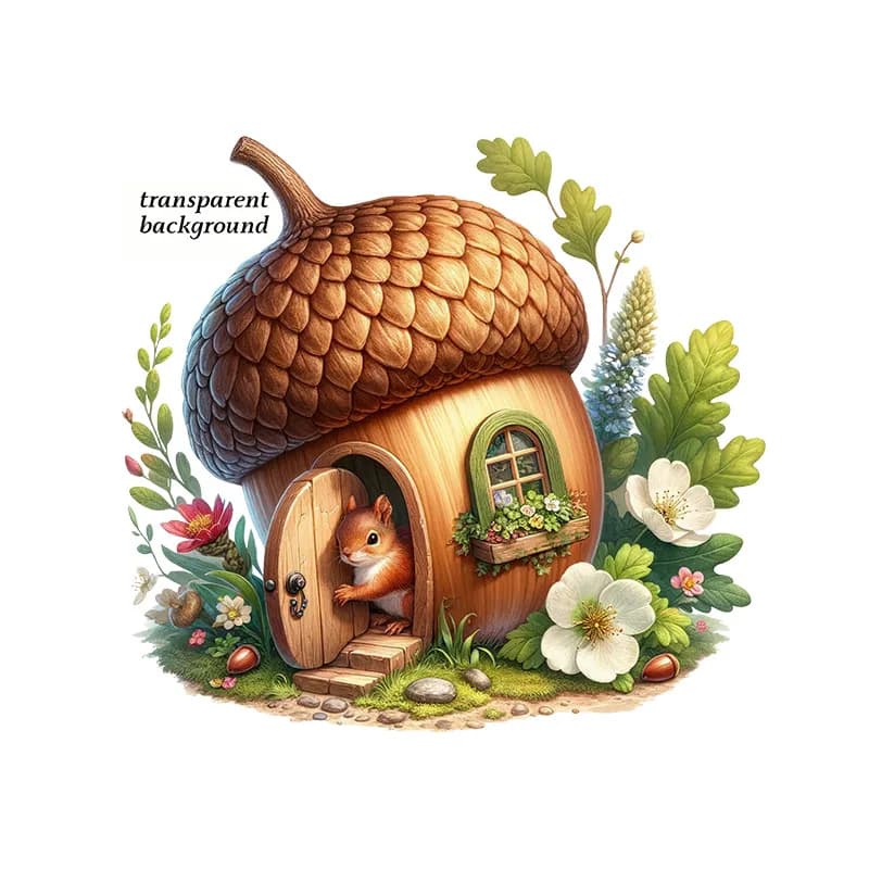 Cute squirrel house wall stickers bedroom children's room background decoration mural animal home decoration self-adhesive wallp