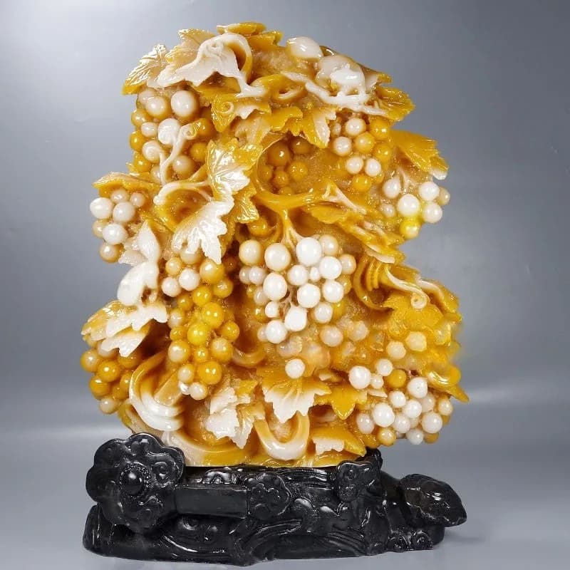 Ornament Shoushan stone hibiscus stone handicraft strange stone rough   carving home office housewarming gift