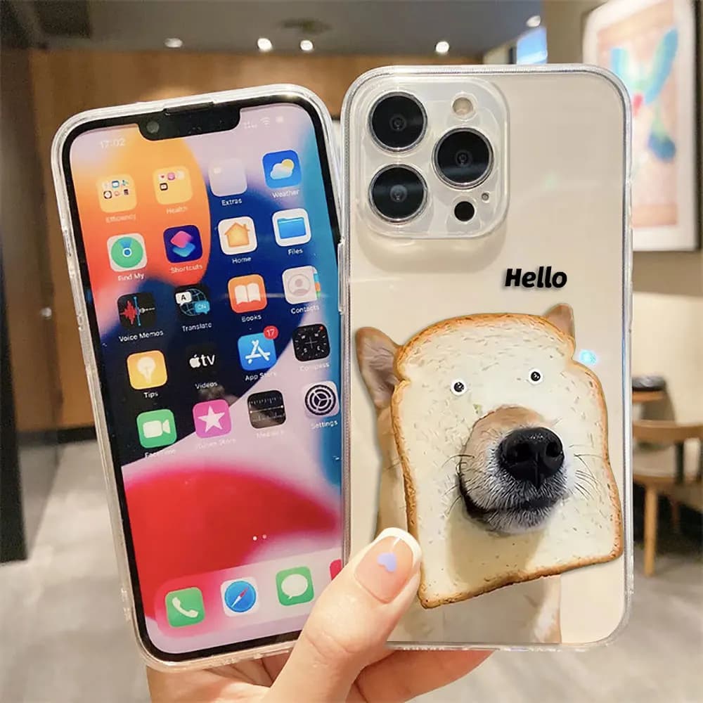 Animal Funny Dog Clear Phone Case For iPhone Apple 17 AIR 17E 16E 16 15 14 Plus 12 13 11 XR SE4 Pro Max DIY Shell Case Cover