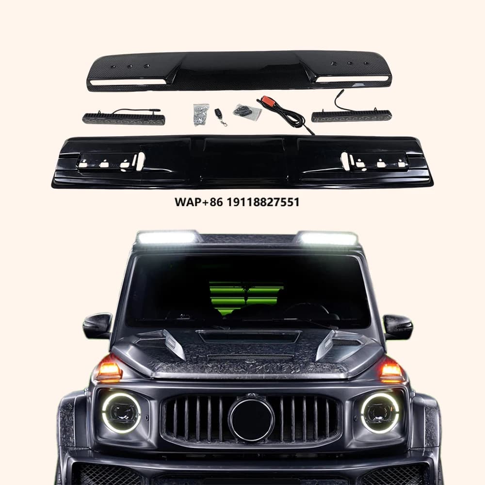 For  W464 G-Class G500 G63 19-23 Body Parts Carbon Front Roof Spoiler with LED
