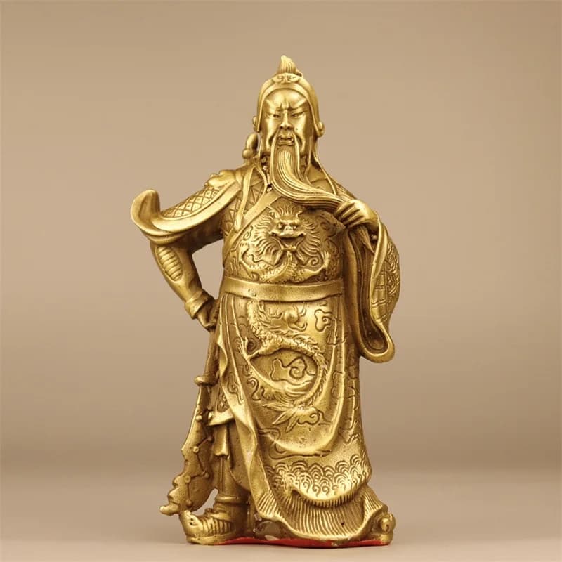 Brass of Gong Figurine, Martial God of Wealth Guan Er Ye Statue, Home and Office Decoration
