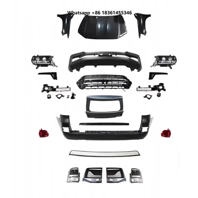 For CRUISER LC200 2012 Upgrade 2016 Body Kit Includes Headlights Front And Rear Bumper, Front Hood Net