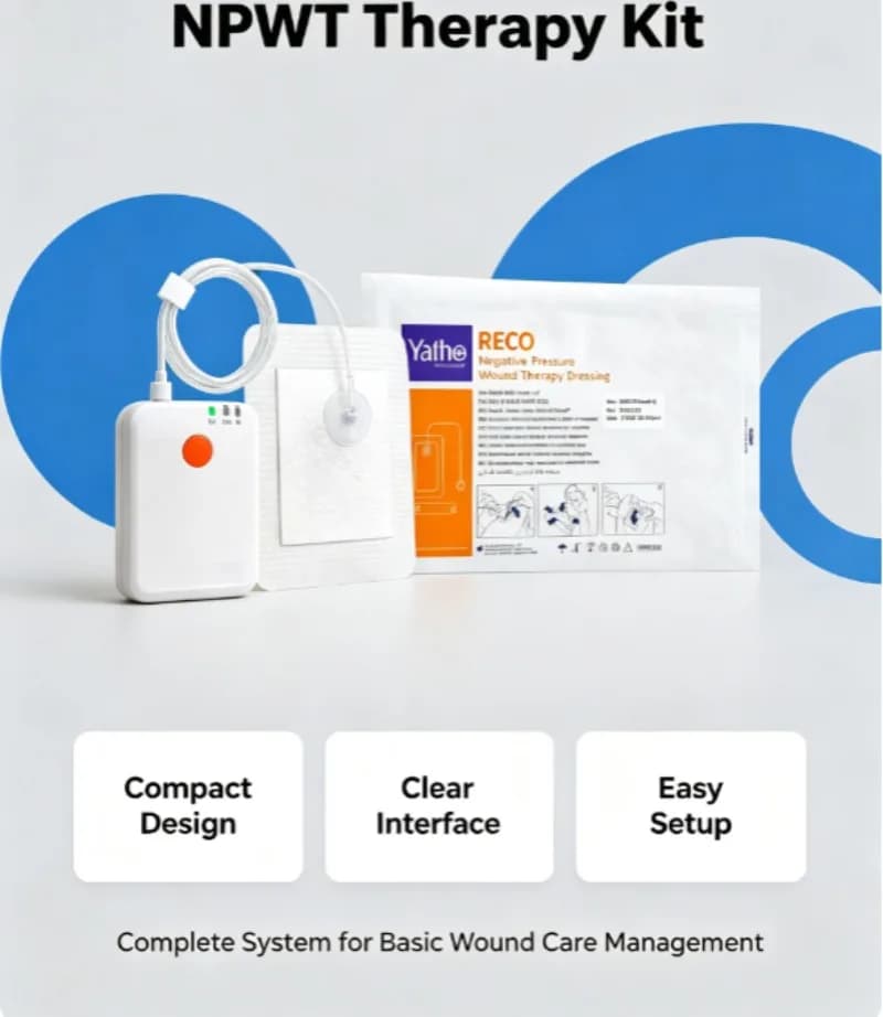 RECO NPWT Wound Dressing Kit Negative Pressure Wound Therapy System Portable Pump with2 AA Batteries CE Certified