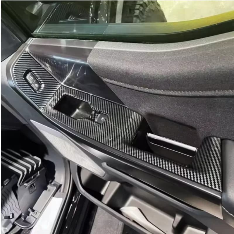 LHD For Ford F150 F-150 Raptor 2021 - 2023 ABS Carbon Fiber Window Lift Switch Button Panel Cover Trim Interior Accessories