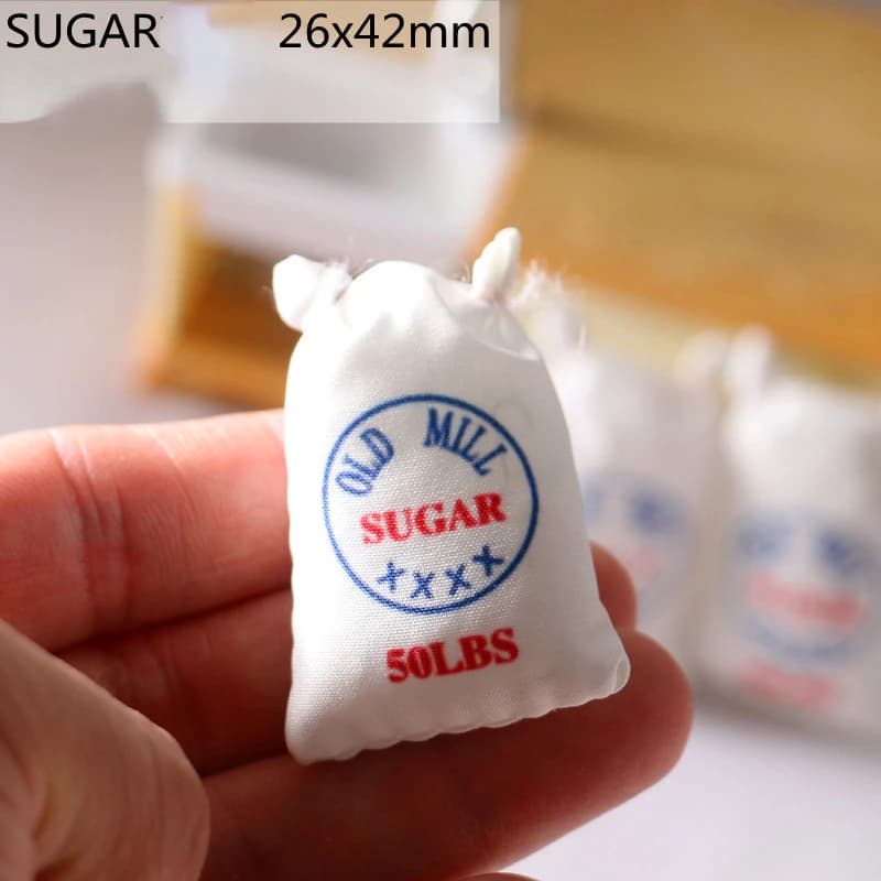 Dollhouse Flour Salt Sugar Cloth Bag Mini Miniature Kitchen Accessories DIY Model House Doll Accessories Furniture Home Decor