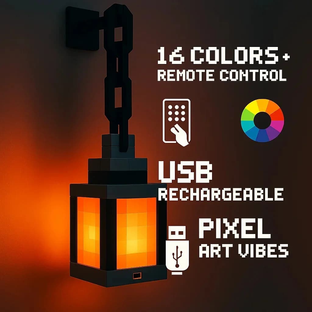 Pixel Style Usb Night Light, Hanging Lantern For Bedroom/gaming Room, Creative Atmosphere Lamp For Boys Room Decor