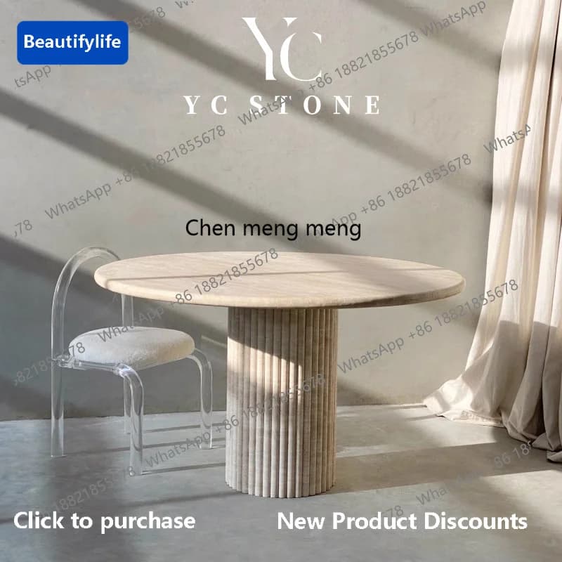 D183 Natural marble dining table, small apartment living dining table, high-end design dining table