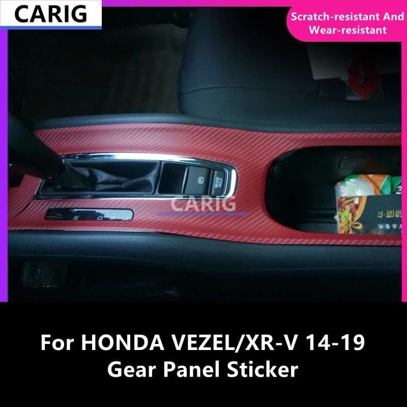 For HONDA HR-V/VEZEL/XR-V 14-19 Gear Panel Sticker Modified Carbon Fiber Interior Car Protective Film Accessories Modification