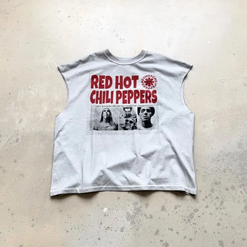 Summer T Shirts Washed Saint  RHCP Cut Sleeves T-shirt Men Women Best Quality Tops Tee T Shirt