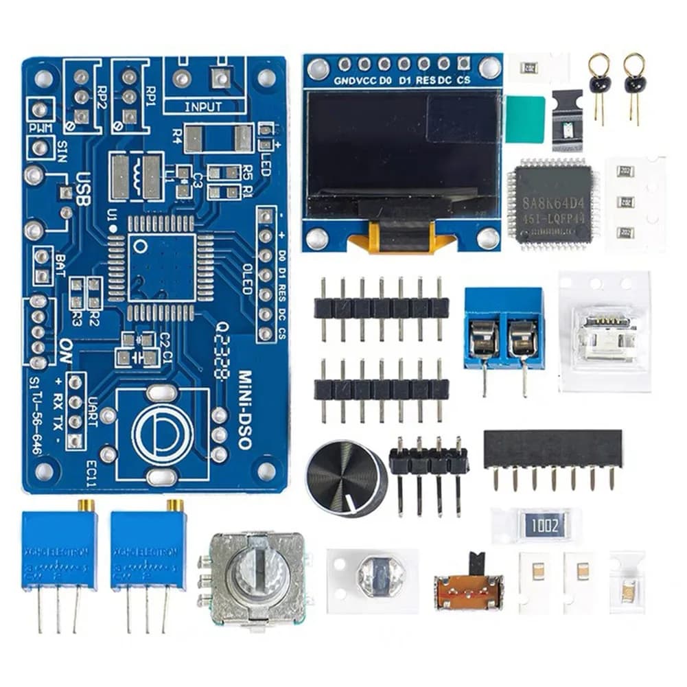 Mini for dso Oscilloscope with STC8A8K64 Microcontroller for perfect for Learning Electronics with 0 96 Inch For OLED Display