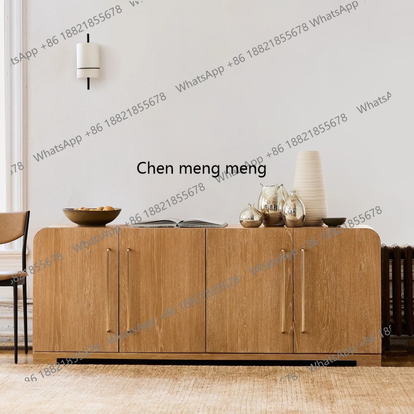 Italian light luxury retro log style simple dining side living room storage locker