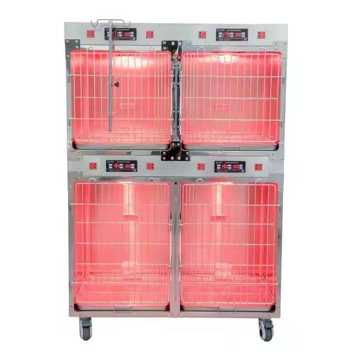 Veterinary Therapy Cage for Dogs Canine ICU with  Lamps for Pet Clinic Use