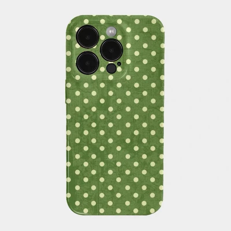 Green Spring Polka Dots Phone Case for IPHONE 17 Air 16E 15 PROMAX 14 Plus 13 12 MINI 11PRO 16Plus XR XS MAX Acrylic Phone Cover