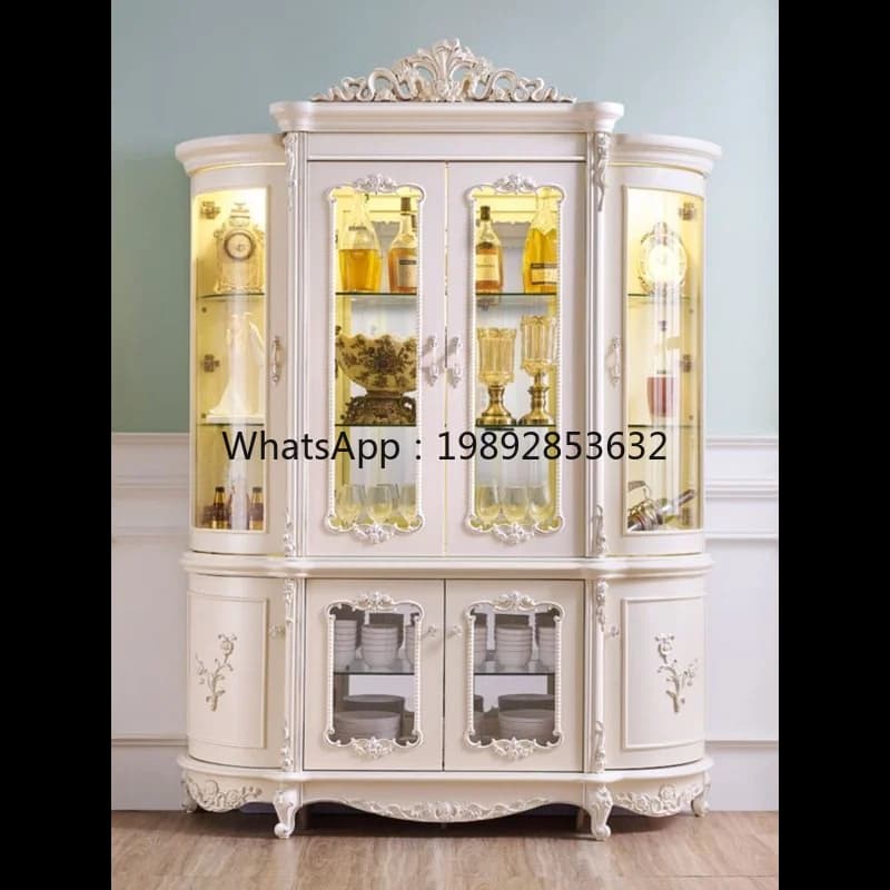 wine cabinet against the wall Home living room Glass display Luxury decoration Dining room with door side cabinet