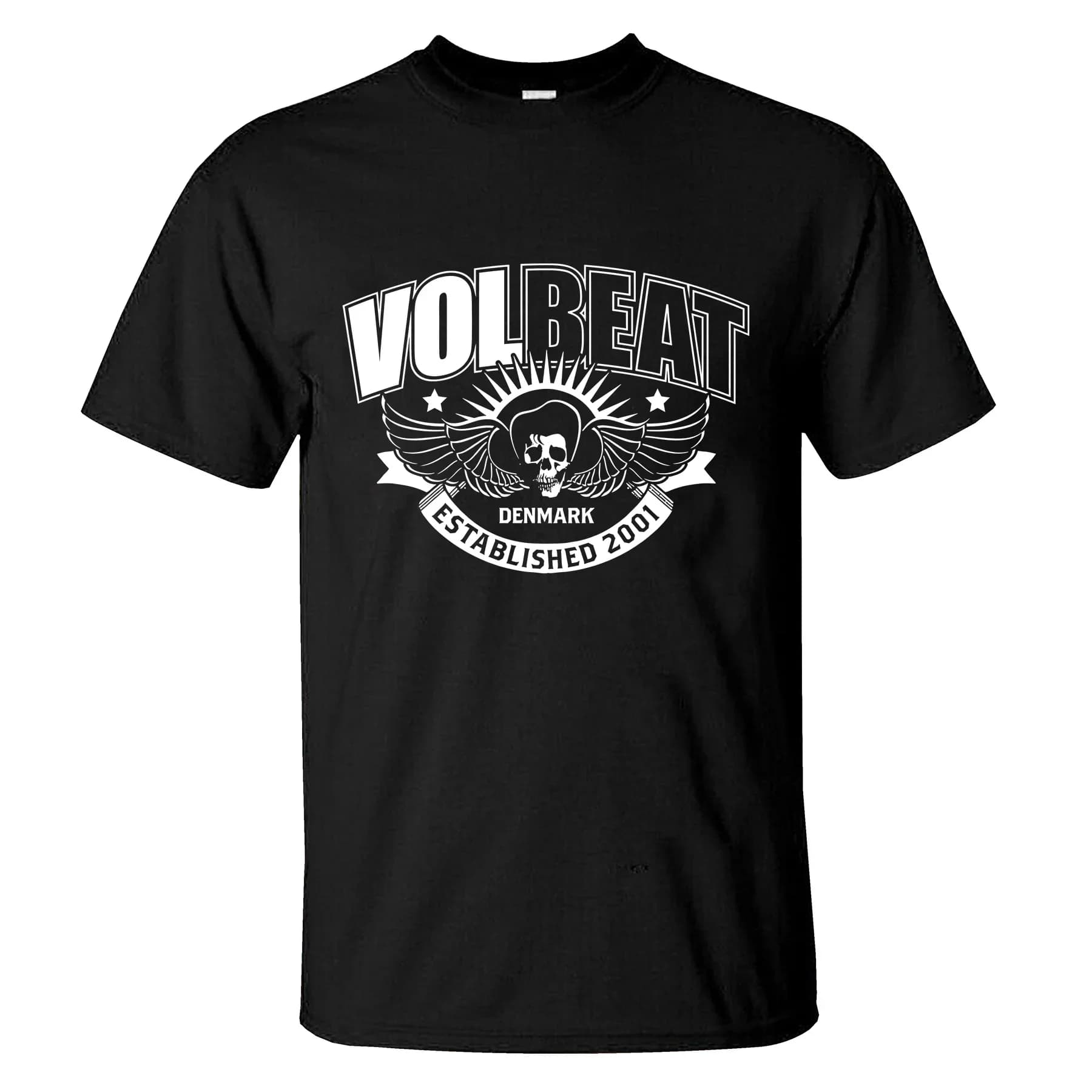 Amazing Tees Casual Skullwing Ribbon Black By Vol Essential Beat Death Metal T-shirt Men Black T-shirts Graphic Streetwear S-3xl