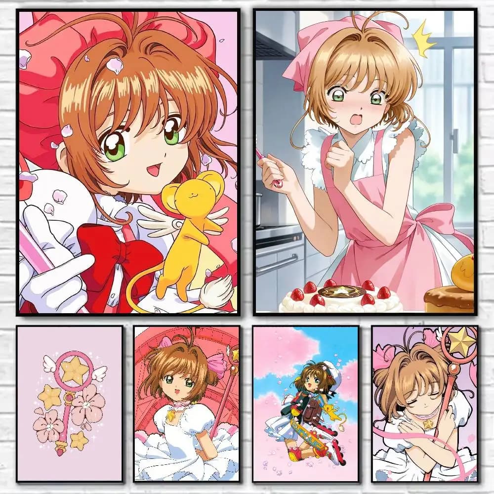 Cardcaptor Sakura Poster Self-adhesive Art Waterproof Paper Sticker Coffee House Bar Room Wall Decor