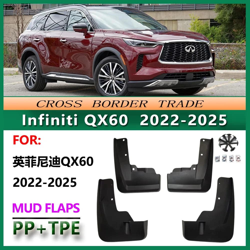 For Infiniti QX60 2022-2025 Mud Flaps OE Style Splash Guards Set of 4 Perfect Fit for Family Luxury SUV Front & Rear