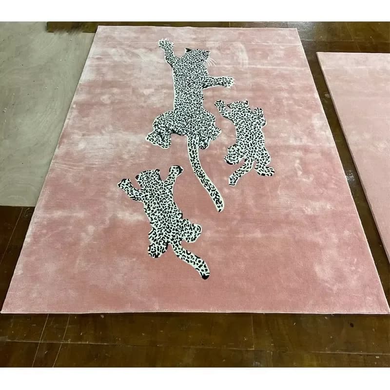 Hand Tufted Wool/Silk /Acrylic Modern Rug Abstract Tiger Pattern Stain Resistant Non-Slip for Home Medium Pile