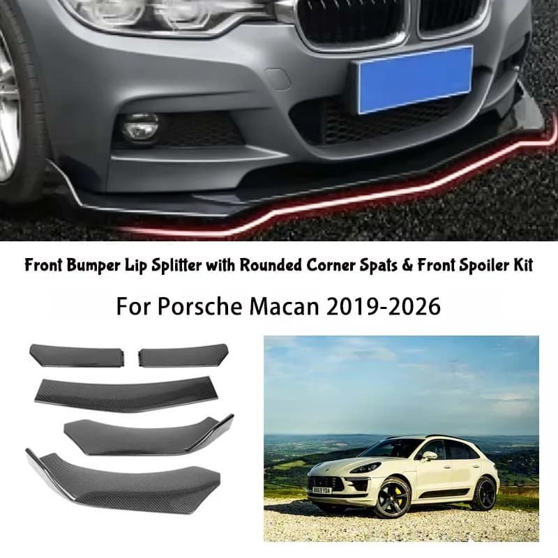 5-Segment Adjustable Front Bumper Lip Splitter Body Kit For Porsche Macan 2019-2026