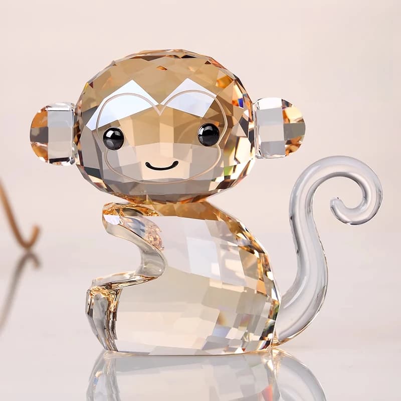 Crystal Monkey Zodiac Figurine Premium Birthday Gift Elegant Study Desk Decor Lucky Mascot Chinese Zodiac Bookshelf Ornament