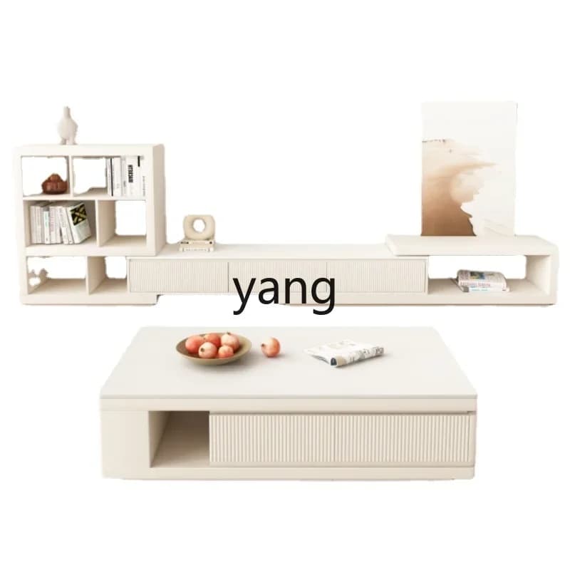 LMM Home TV Cabinet Retractable Small Apartment Modern Cream Style Large Size Minimalist High Sense