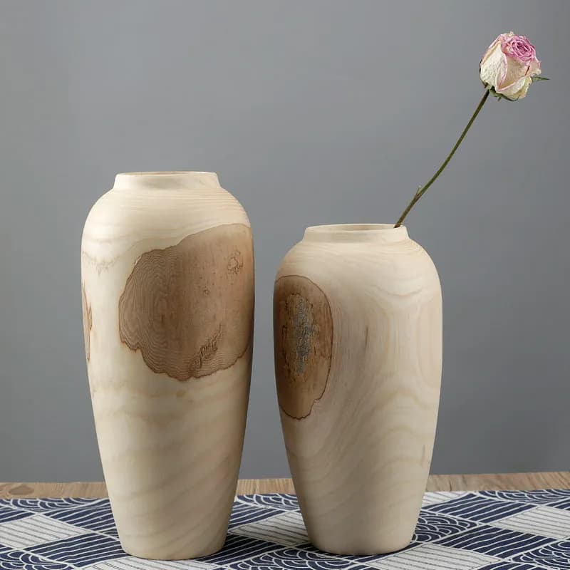 Zen Inspired Hospitality Display Flowers Photography Prop Minimalist Raw Wood Dried Flowers Container Nordic Home Decor Vase