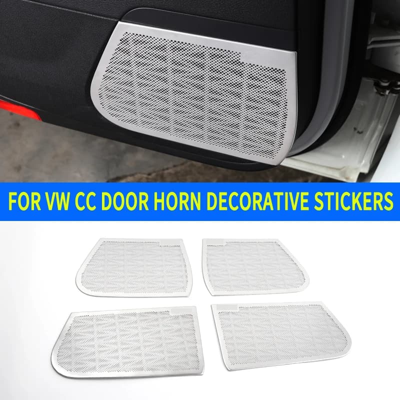 Set of 4 pcs Car Styling Door Speaker Cover Trim Sticker Stainless Steel Decor Protector for VW CC 10-18 Interior Accessories