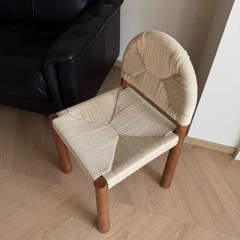 Vintage Solid Wood Dining Chairs Creative Weaving Restaurant Seat Designer Makeup Stool Versatile Scene Furniture for Home