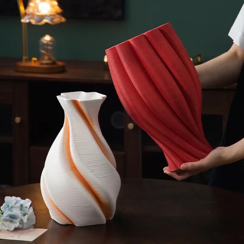 Ceramic Vase Geometric Solid Fold Colorful Stripes Flower Vase Flower Arrangement Accessories Home Decoration Accessories