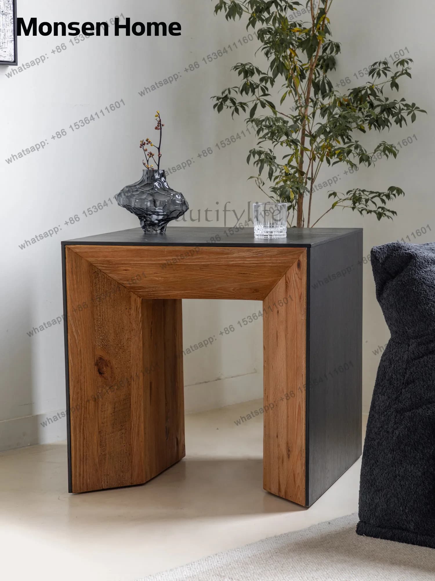 Wabi Sansan wind solid wood pier pine pier low stool changing shoe stool corner