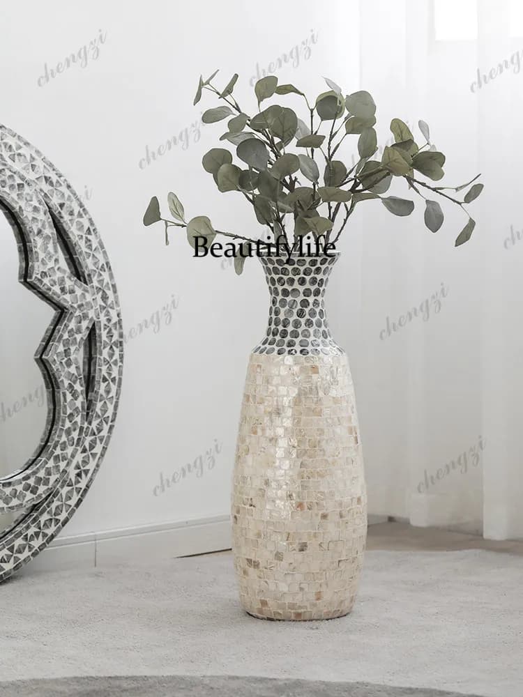 Vase floor decoration flower arrangement living room high sense light luxury shell countertop ornament B & B