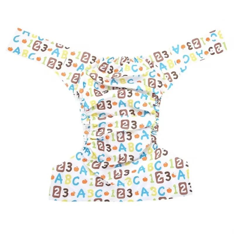 Adult Baby ABDL Reusable Snap Button Nappy Waterproof Pants, Cartoon Print Washable Diapers Breathable Teenage Nappy Trousers